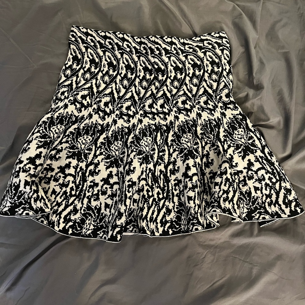 Warm Black & White Fit & Flare Skirt